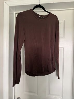 Babaton Brown Long Sleeve Crewneck Top